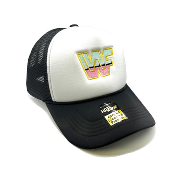 80s WWF Retro Trucker Snapback (White/Black)