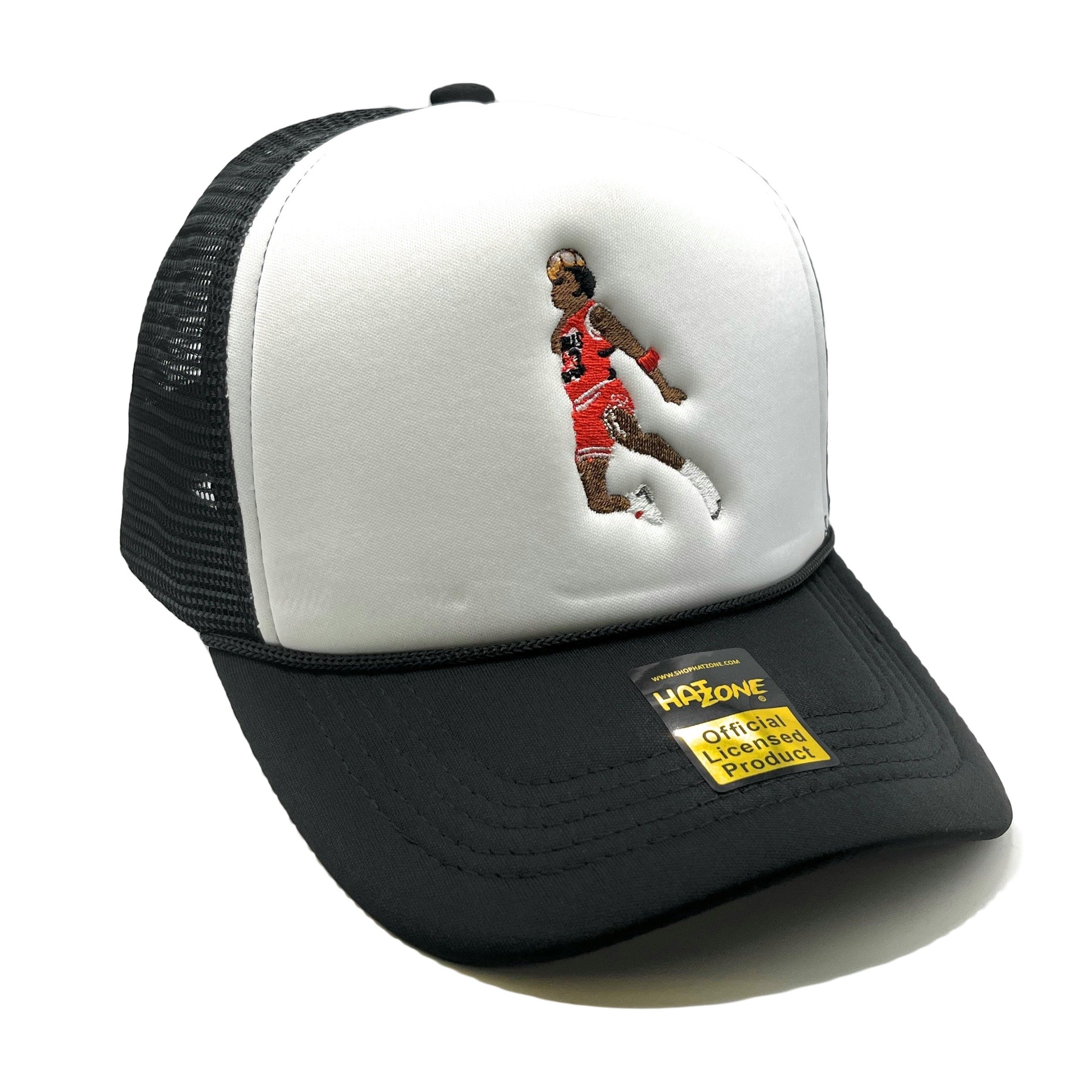Free Throw Dunk Mesh Trucker Snapback (White/Black)