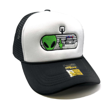 Alien Rear View Mesh Trucker Snapback (White/Black)