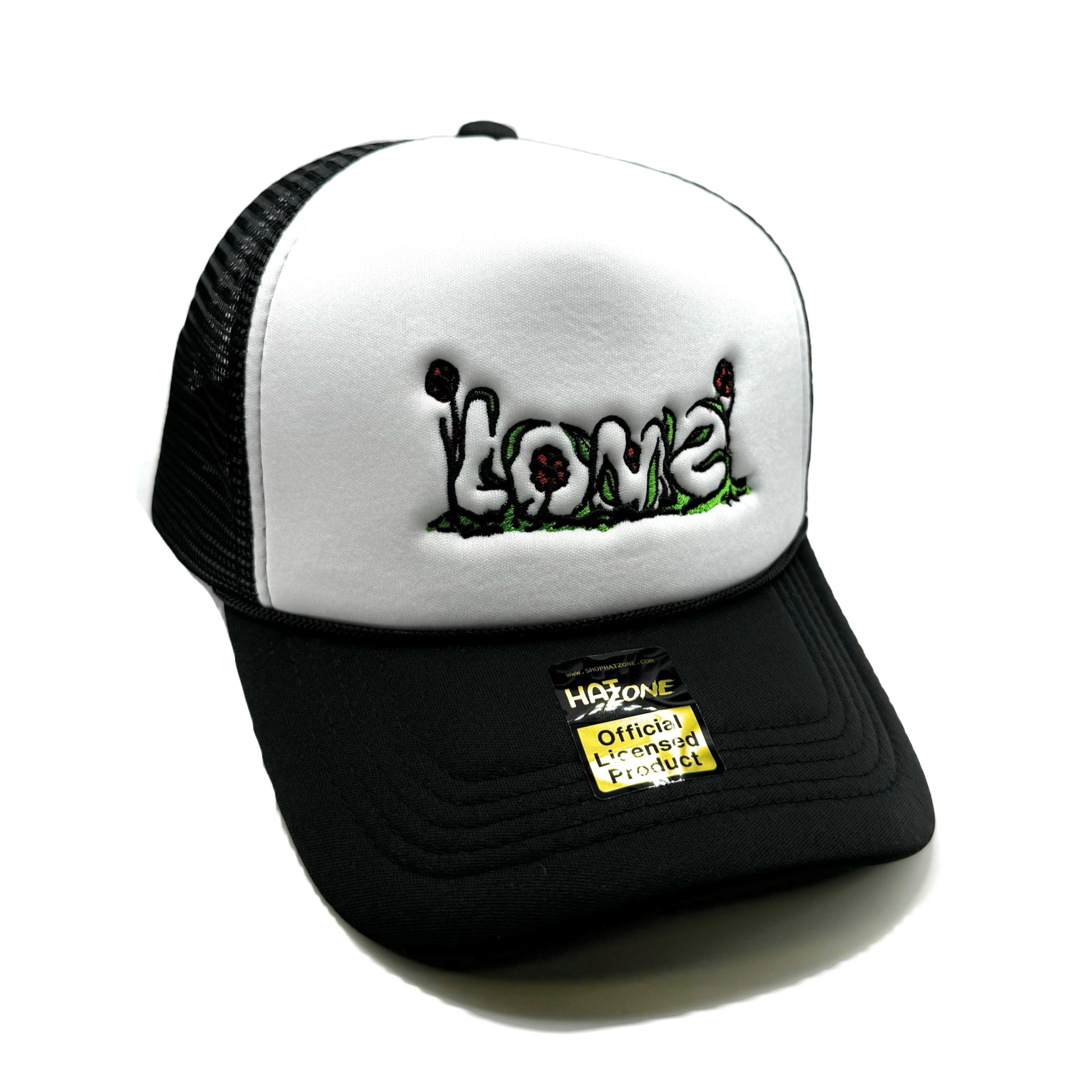 Love Roses Mesh Trucker Snapback (White/Black)