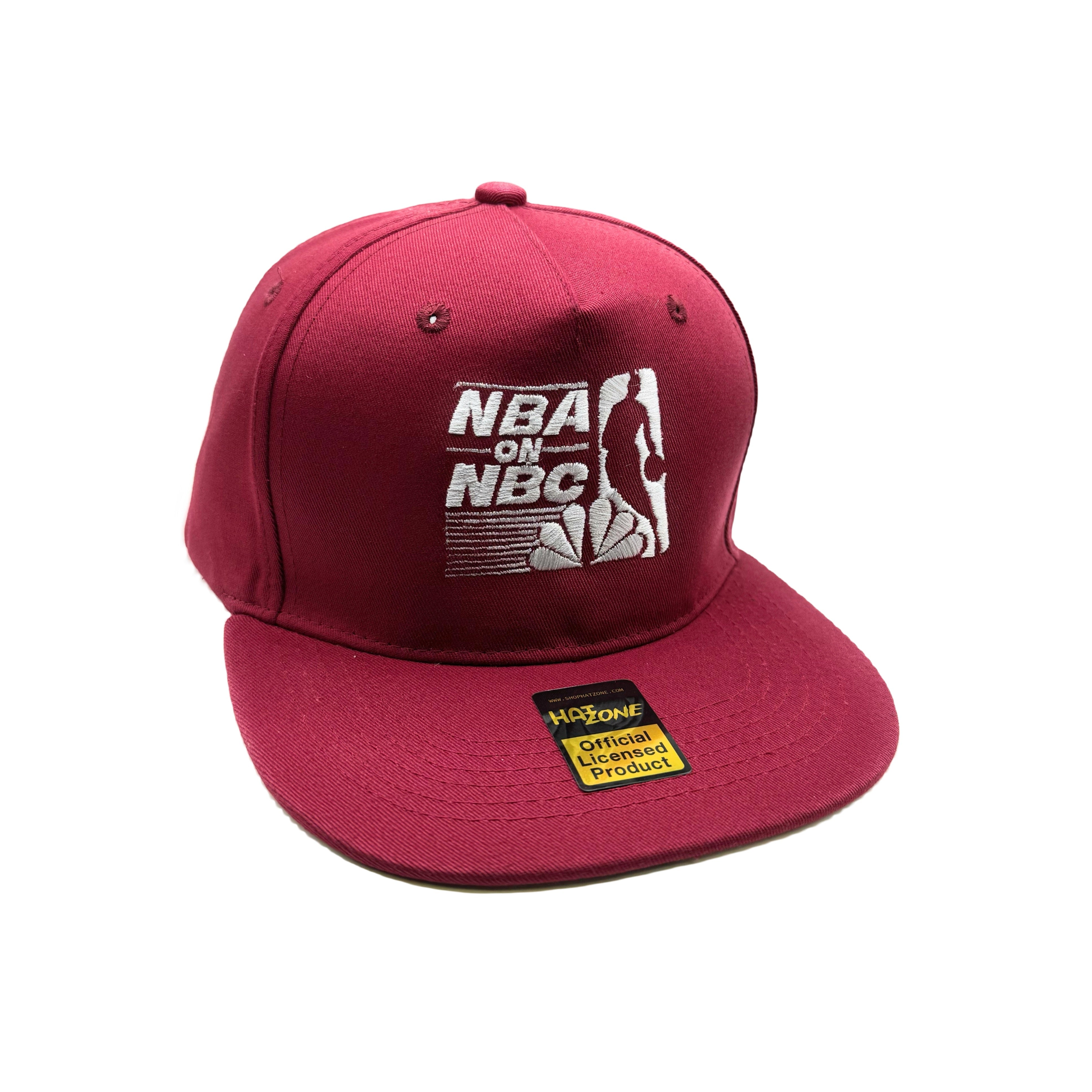 Retro 90s Basketball Flat Brim Snapback (Burgundy)