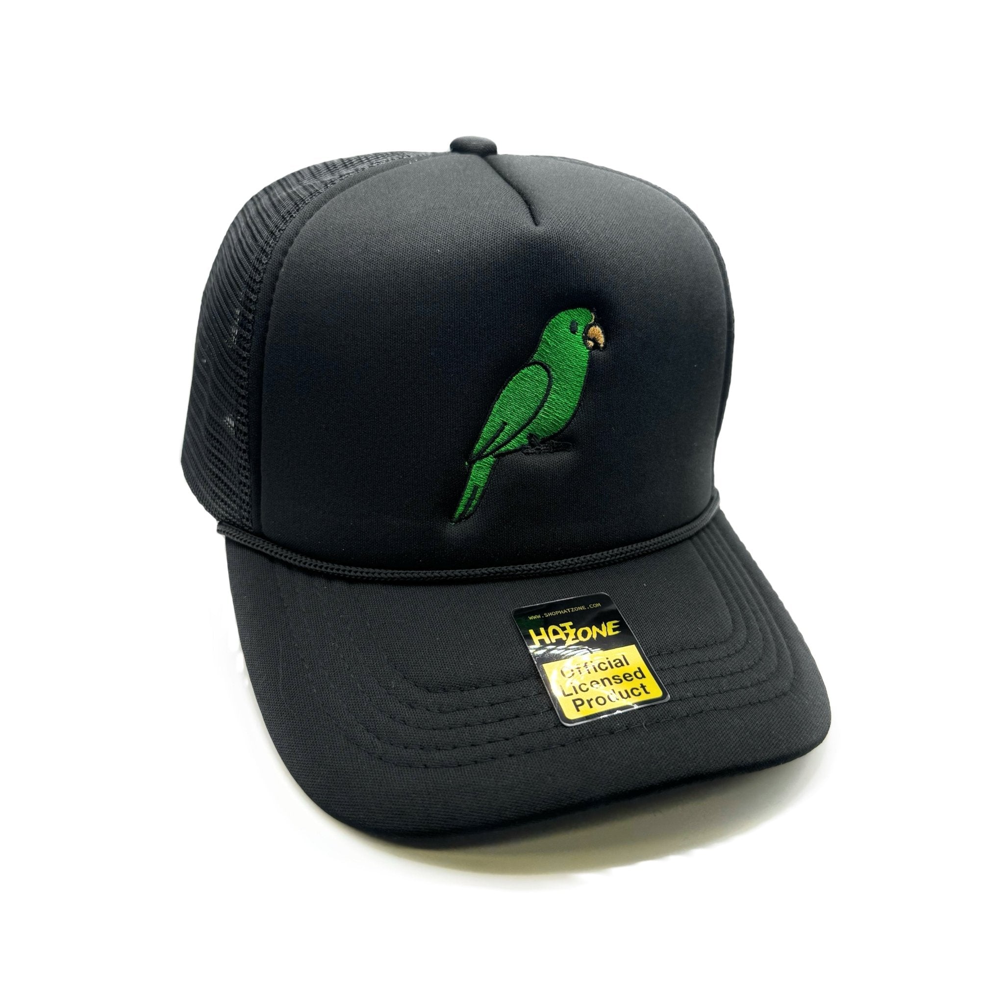 Green Parrot Mesh Trucker Snapback (Black)
