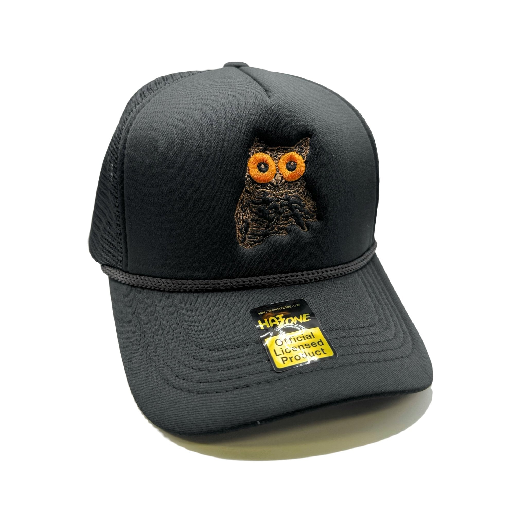 Retro Owl Mesh Trucker Snapback (Black)