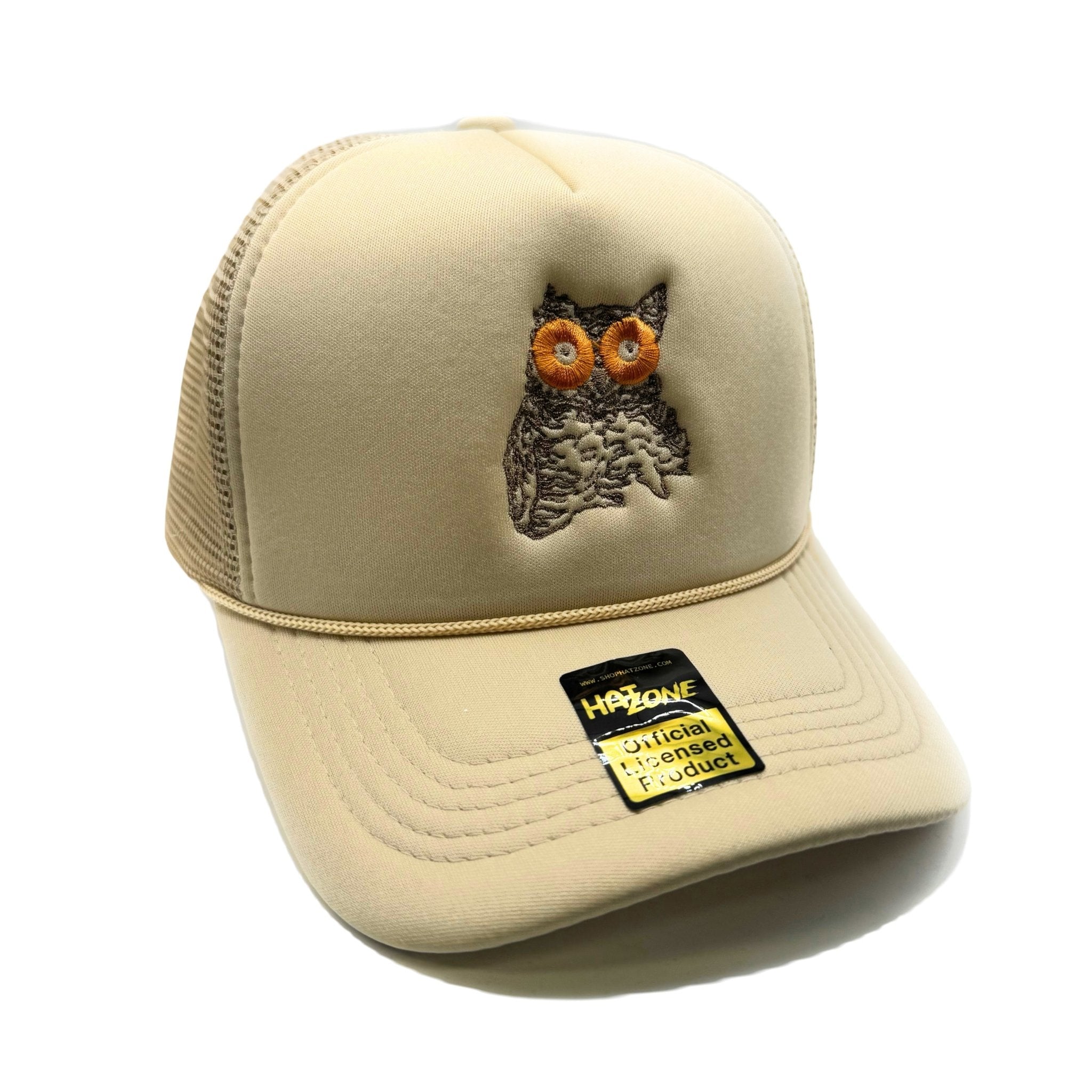 Retro Owl Mesh Trucker Snapback (Khaki)